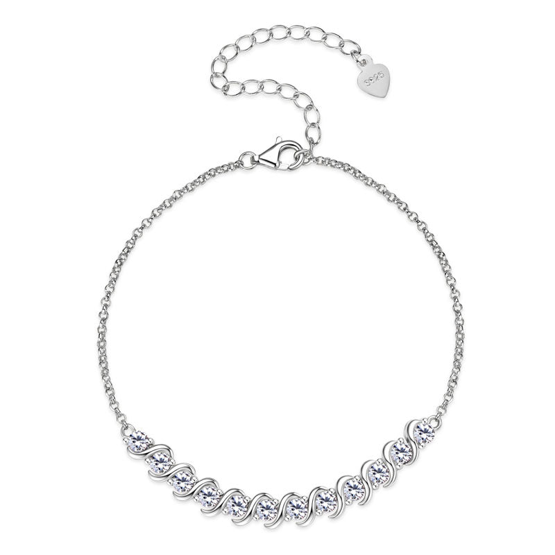 Elegant Spiral Bracelet in 925 Sterling Silver – GRA Certified Moissanite