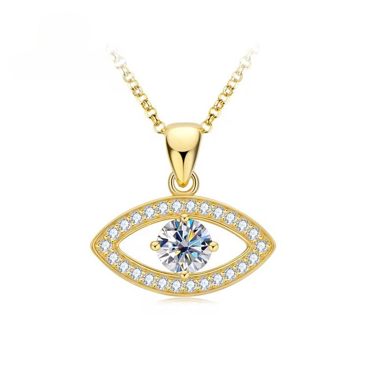 925 Silver Eye Pendant Necklace with 1 ct Moissanite – GRA Certified