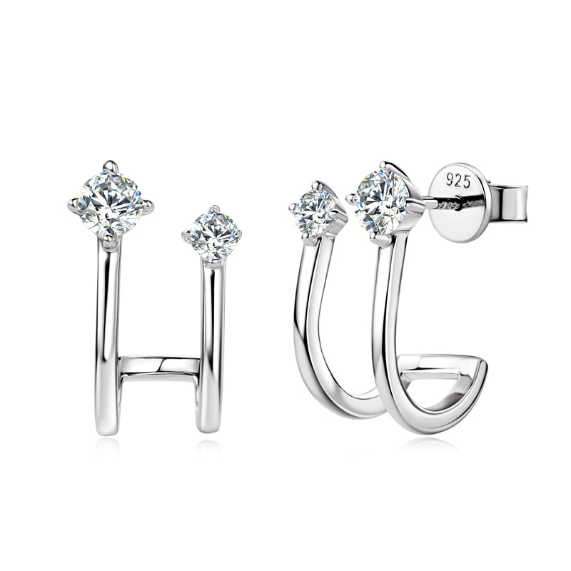 925 Silver Double-Sided Hoop Earrings with 0.40 ct Moissanite – GRA Certified