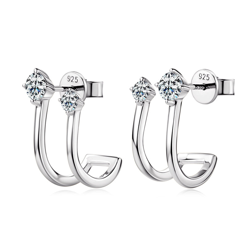 925 Silver Double-Sided Hoop Earrings with 0.40 ct Moissanite – GRA Certified