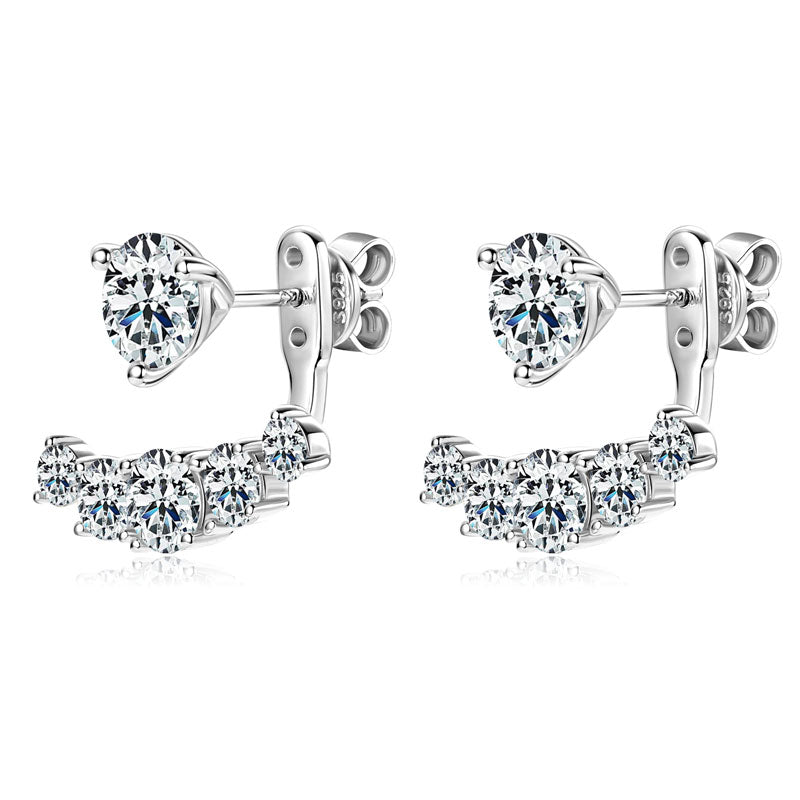 925 Silver Moissanite Stud Earrings for Women – Multi-Size Sparkle with GRA Certification