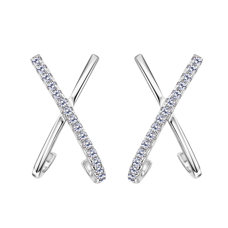 925 Silver X-Shaped Earrings with 1.4 mm Moissanite – GRA Certified