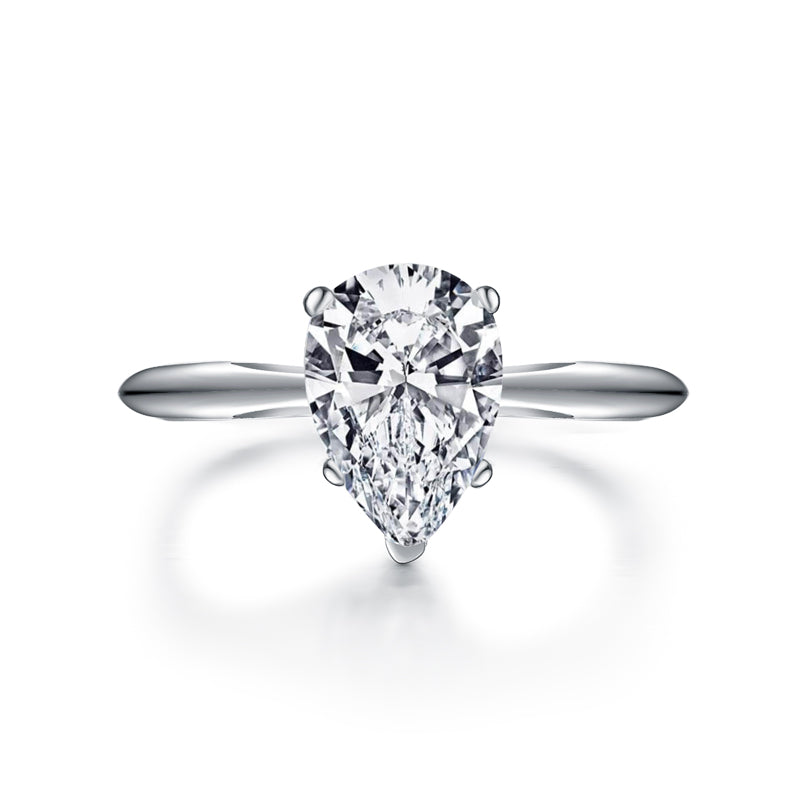 925 Silver Women’s Ring with 2 ct Pear-Cut Zircon