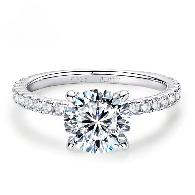 925 Silver Stackable Women’s Ring with 2 ct Moissanite – GRA Certified