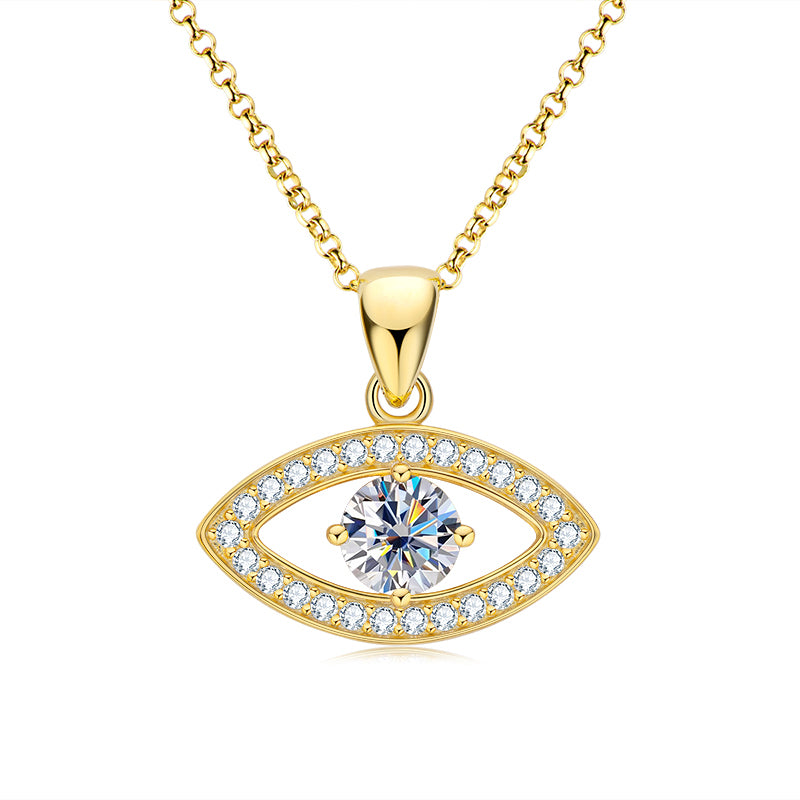 925 Silver Eye Pendant Necklace with 1 ct Moissanite – GRA Certified