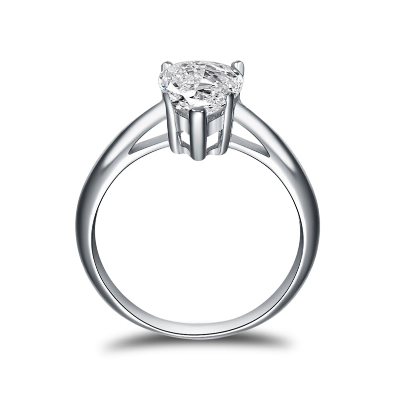 925 Silver Women’s Ring with 2 ct Pear-Cut Zircon