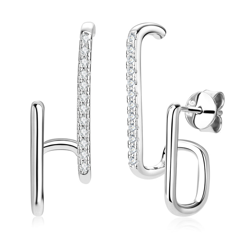 925 Silver Geometric Moissanite Earrings for Women – GRA Certified
