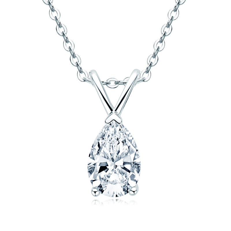 1.5 ct Pear-Shaped Moissanite Pendant Necklace in 925 Silver – GRA Certified