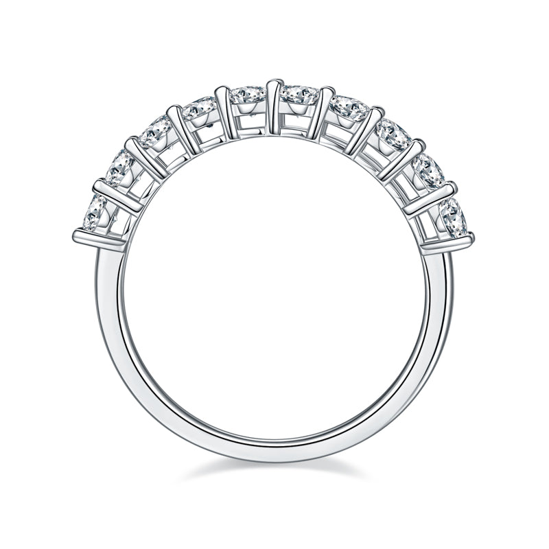 925 Silver Half Eternity Band Ring with 10 Moissanite Stones – GRA Certified