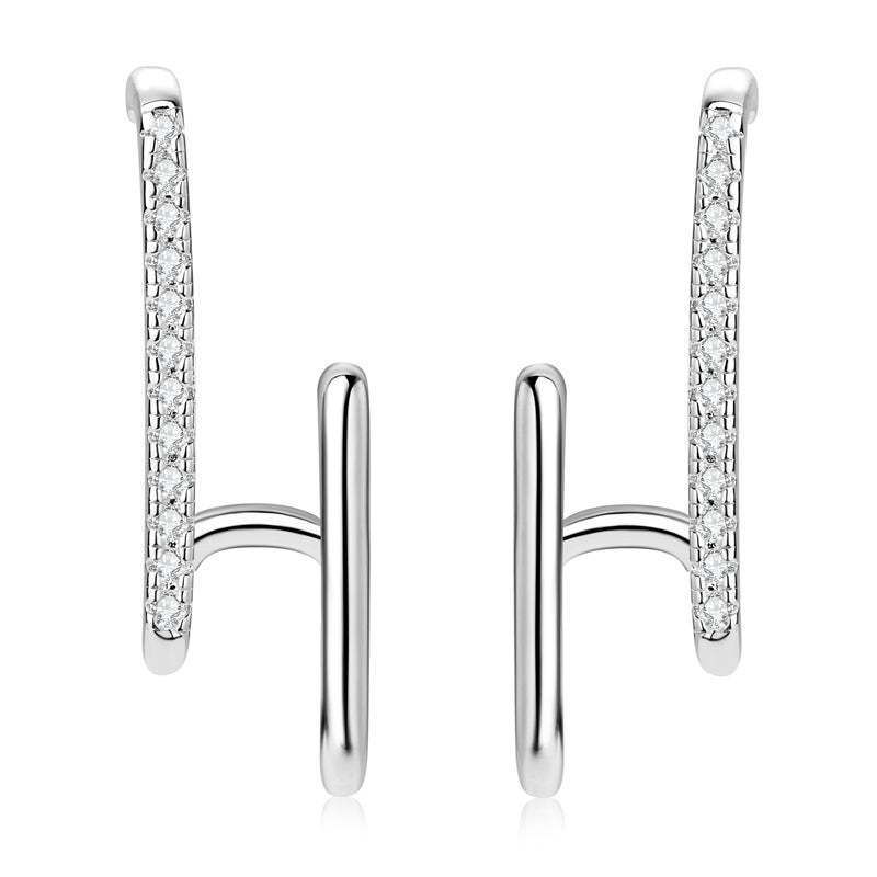 925 Silver Geometric Moissanite Earrings for Women – GRA Certified