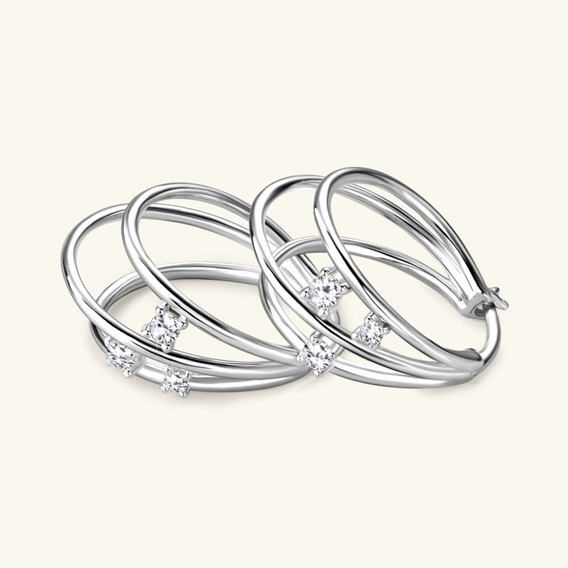 925 Silver Split Hoop Earrings with Moissanite – GRA Certified
