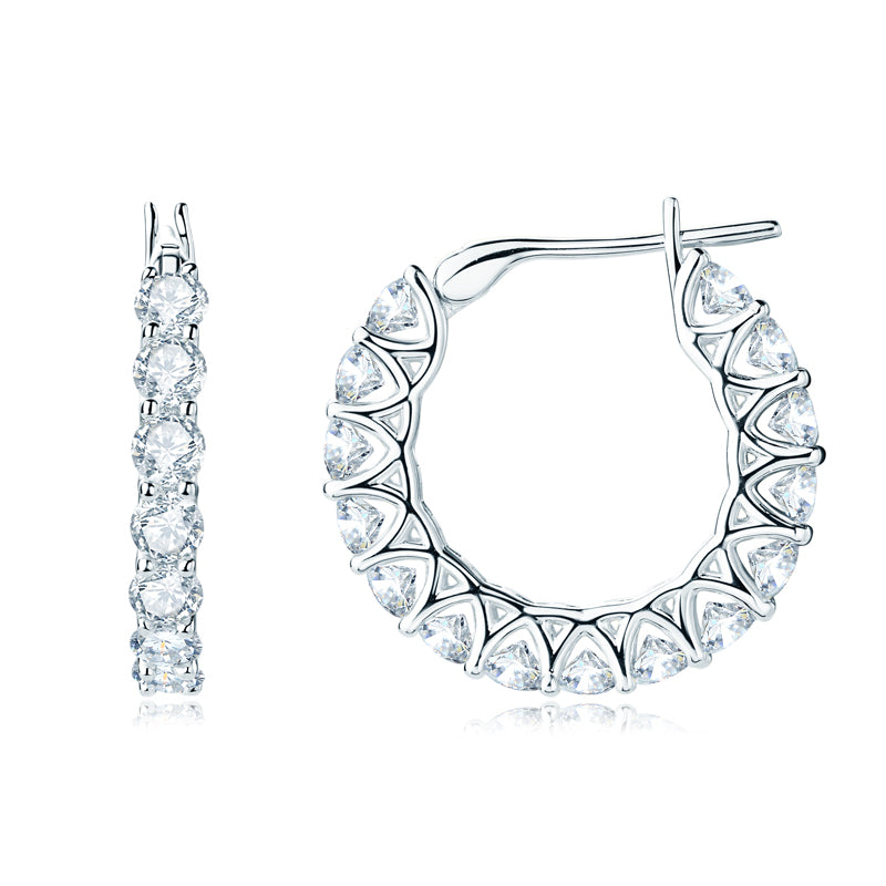 925 Silver Luxury Hoops with 3 mm Moissanites – GRA Certified