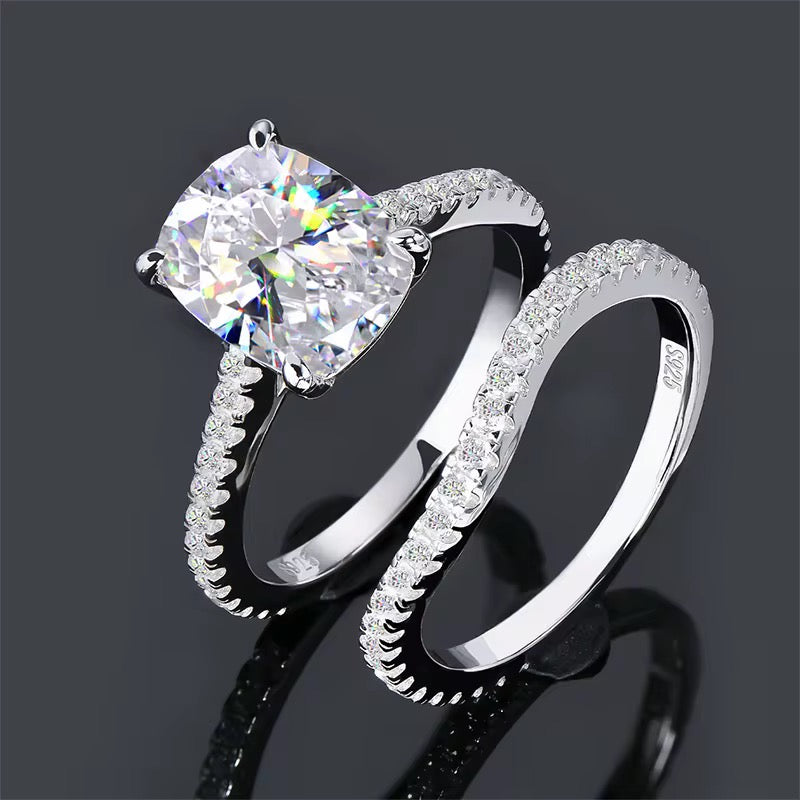 925 Silver Women’s Infinity Ring with 3 ct Cushion-Cut Zircon