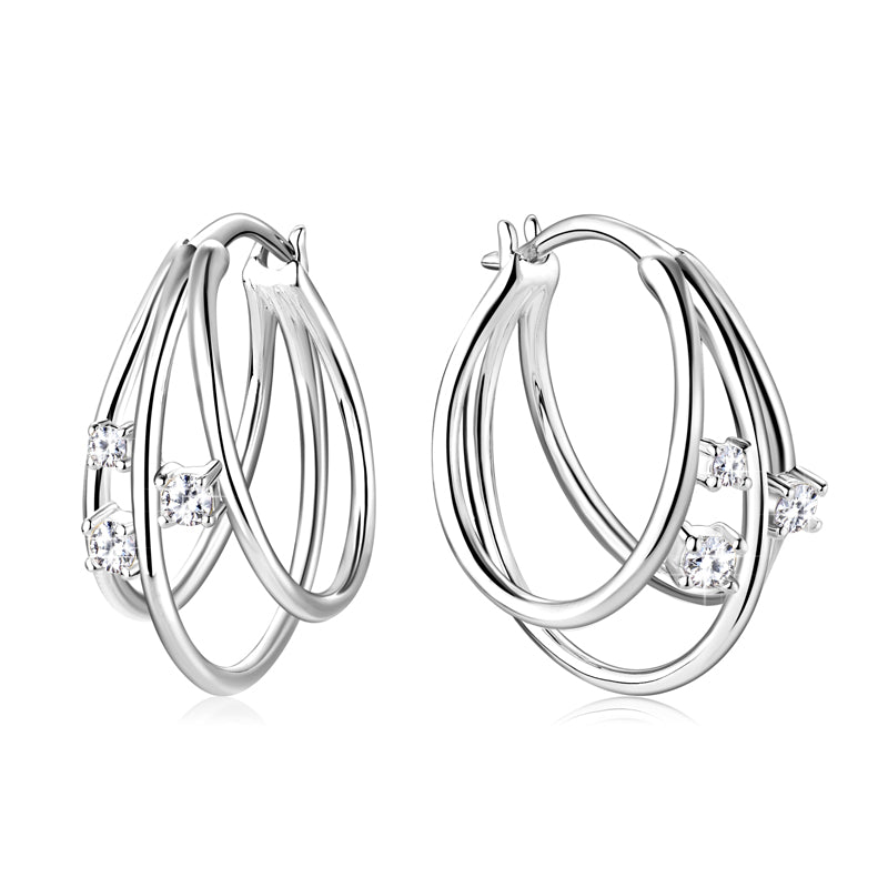 925 Silver Split Hoop Earrings with Moissanite – GRA Certified