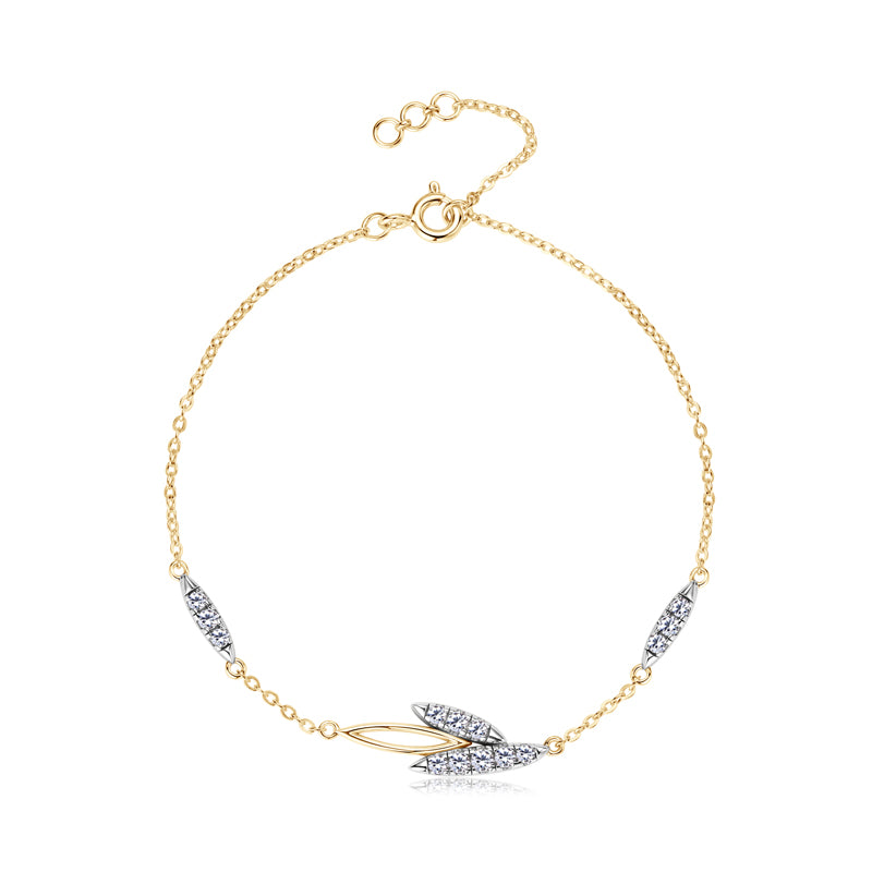 925 Silver Bracelet – Elegant Leaf Design with Sparkling Moissanites
– GRA Certified