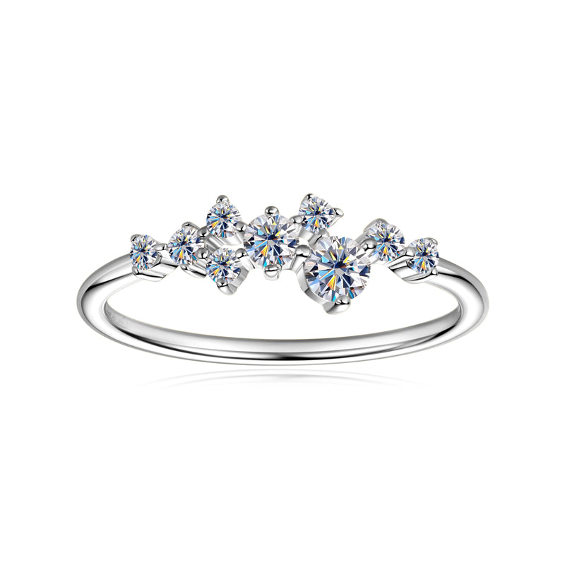 925 Silver Women’s Ring with Moissanite Cluster – GRA Certified