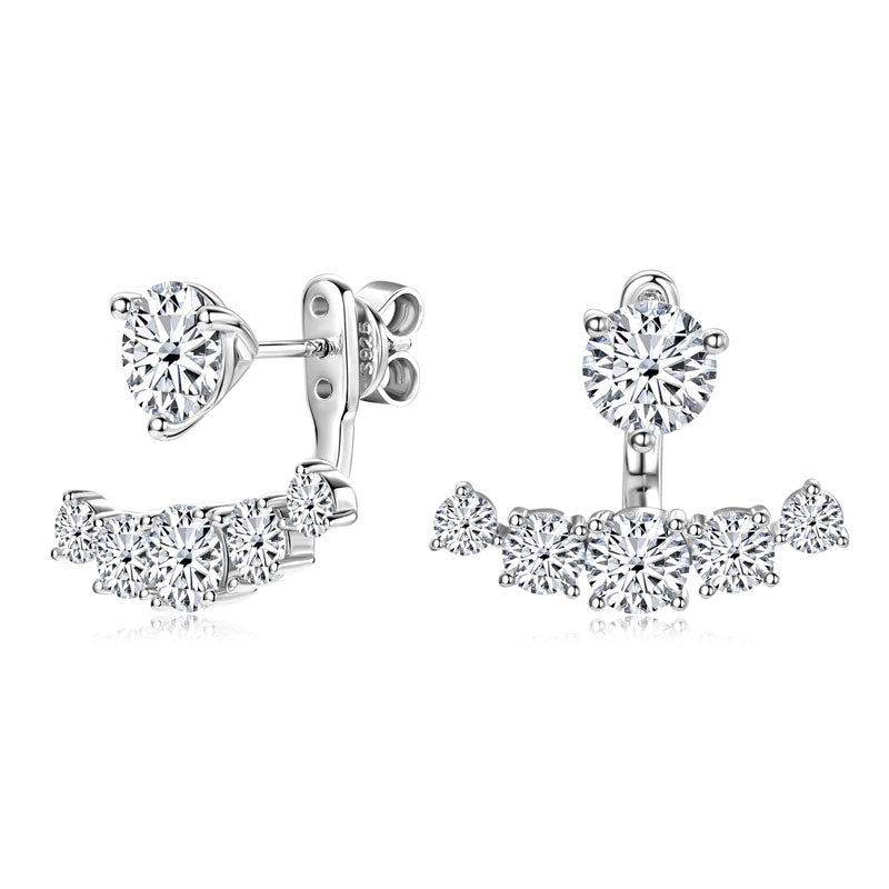 925 Silver Moissanite Stud Earrings for Women – Multi-Size Sparkle with GRA Certification