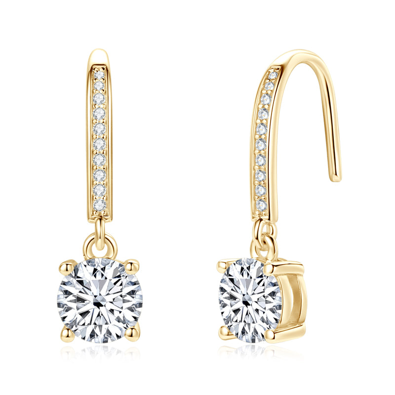 925 Silver Dangle Earrings with 6.5 mm Moissanite – GRA Certified