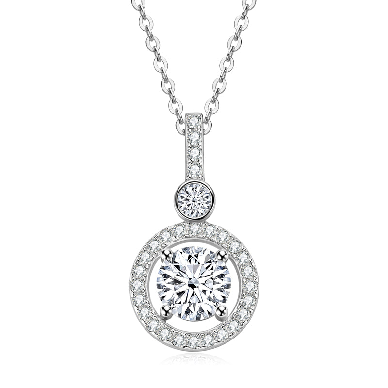 925 Silver Pendant Necklace with 1.33 ct Moissanite – GRA Certified